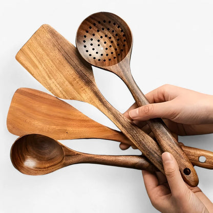 Wooden Kitchen Utensil Set for Cooking, 11 Pieces Eco-Friendly Design