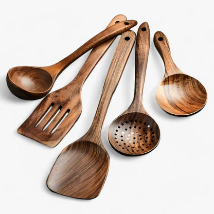 Wooden Kitchen Utensil Set for Cooking, 11 Pieces Eco-Friendly Design