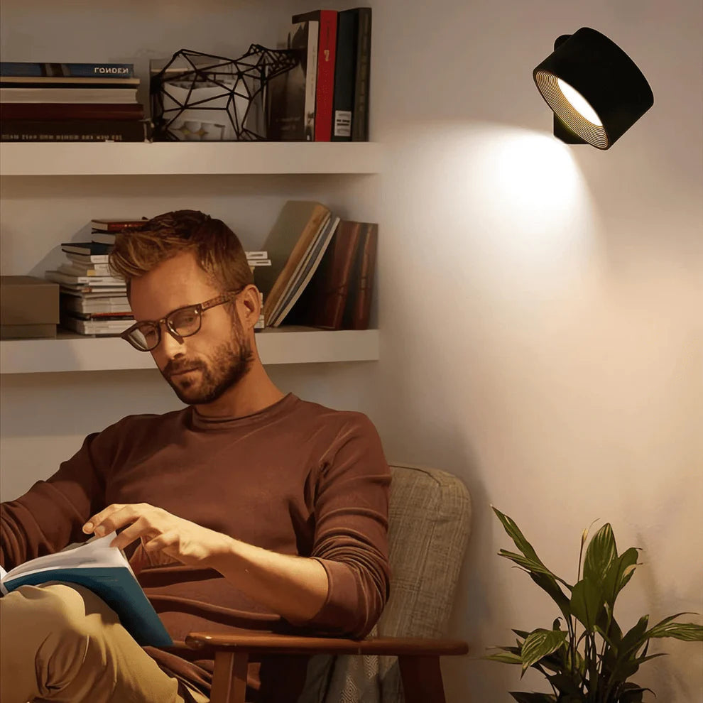Wireless 360 Degree Wall Lamp, Dimmable LED Rechargeable Lighting