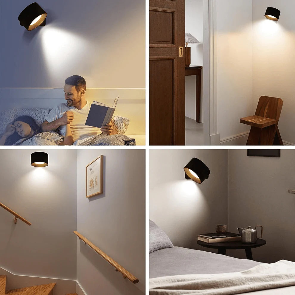 Wireless 360 Degree Wall Lamp, Dimmable LED Rechargeable Lighting