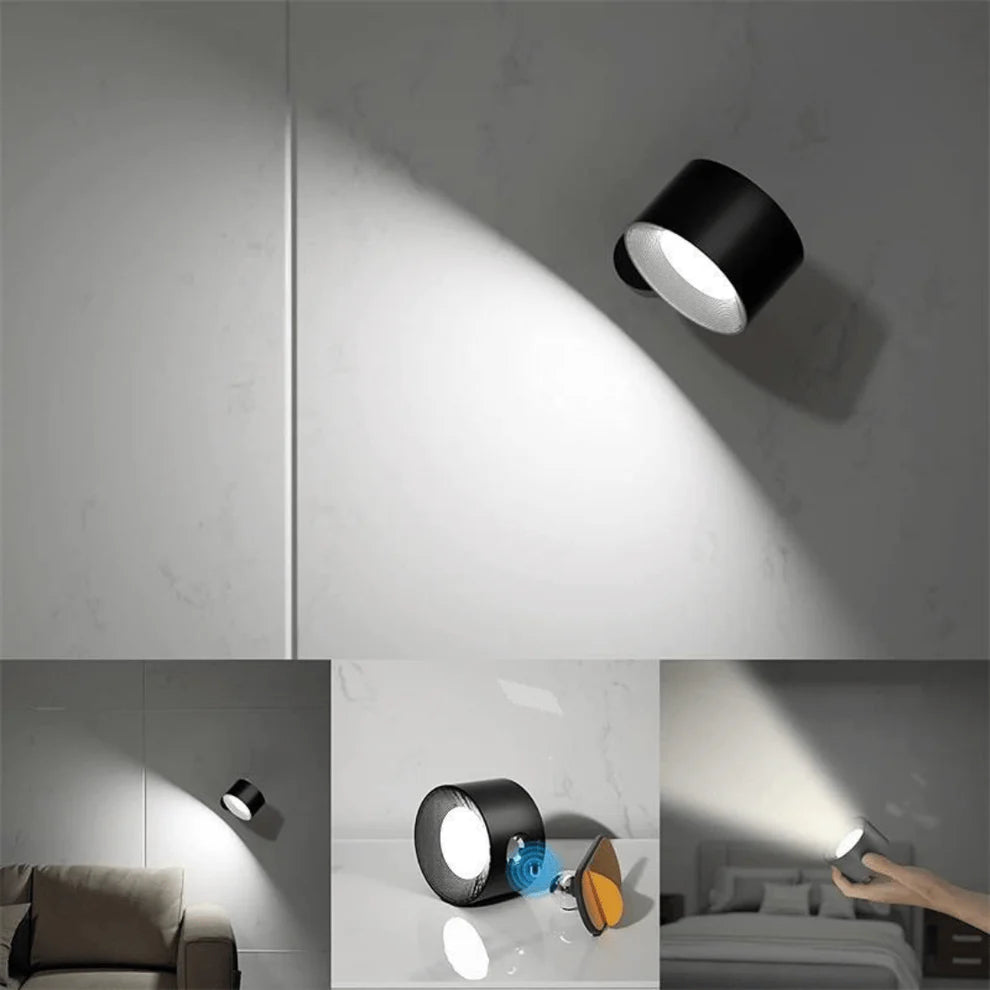 Wireless 360 Degree Wall Lamp, Dimmable LED Rechargeable Lighting