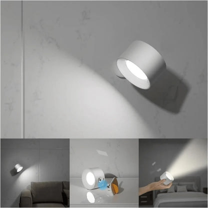 Wireless 360 Degree Wall Lamp, Dimmable LED Rechargeable Lighting