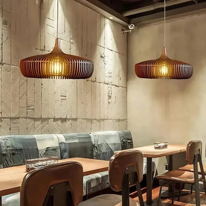 Japanese Wood Ceiling Lamp, Round Wabi Sabi Minimalist Style