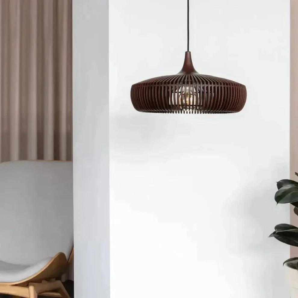 Japanese Wood Ceiling Lamp, Round Wabi Sabi Minimalist Style