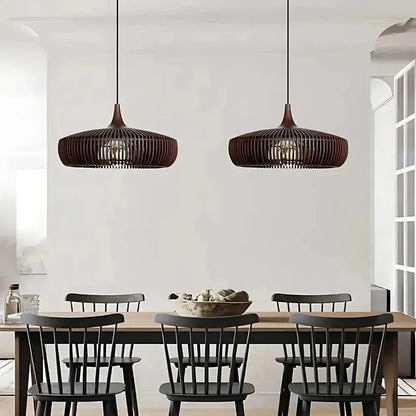 Japanese Wood Ceiling Lamp, Round Wabi Sabi Minimalist Style