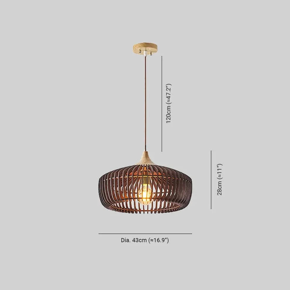 Japanese Wood Ceiling Lamp, Round Wabi Sabi Minimalist Style