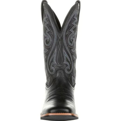 Leather Cowboy Boots for Men, Embroidered Retro Western Mid Calf