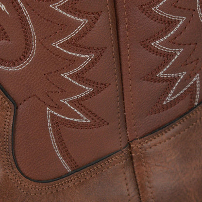 Leather Cowboy Boots for Men, Embroidered Retro Western Mid Calf