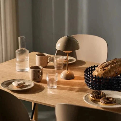 Portable Mushroom Table Lamp, Wireless Modern Aluminum Light