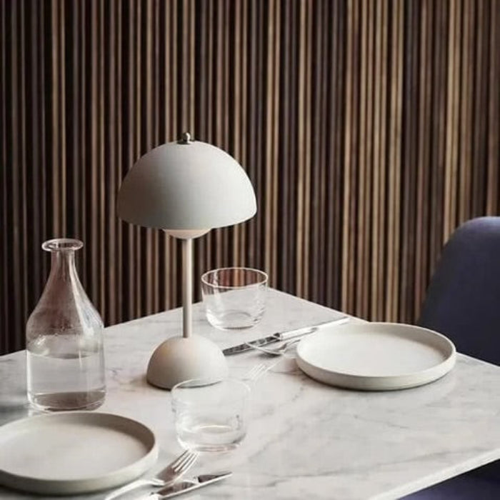 Portable Mushroom Table Lamp, Wireless Modern Aluminum Light