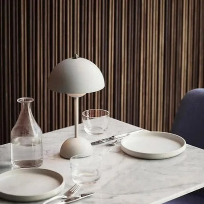 Portable Mushroom Table Lamp, Wireless Modern Aluminum Light