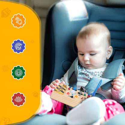 Busy Board Montessori Toy, Wooden Sensory Activity Board with LED Lights