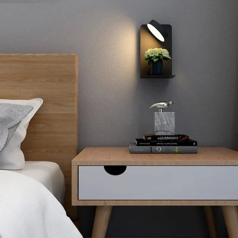 Bedside Lamp with Integrated Phone Holder and USB Charger, Dimmable LED Night Light
