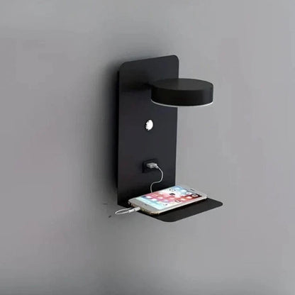 Bedside Lamp with Integrated Phone Holder and USB Charger, Dimmable LED Night Light