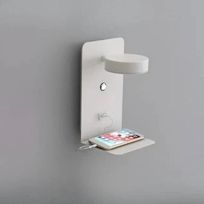 Bedside Lamp with Integrated Phone Holder and USB Charger, Dimmable LED Night Light