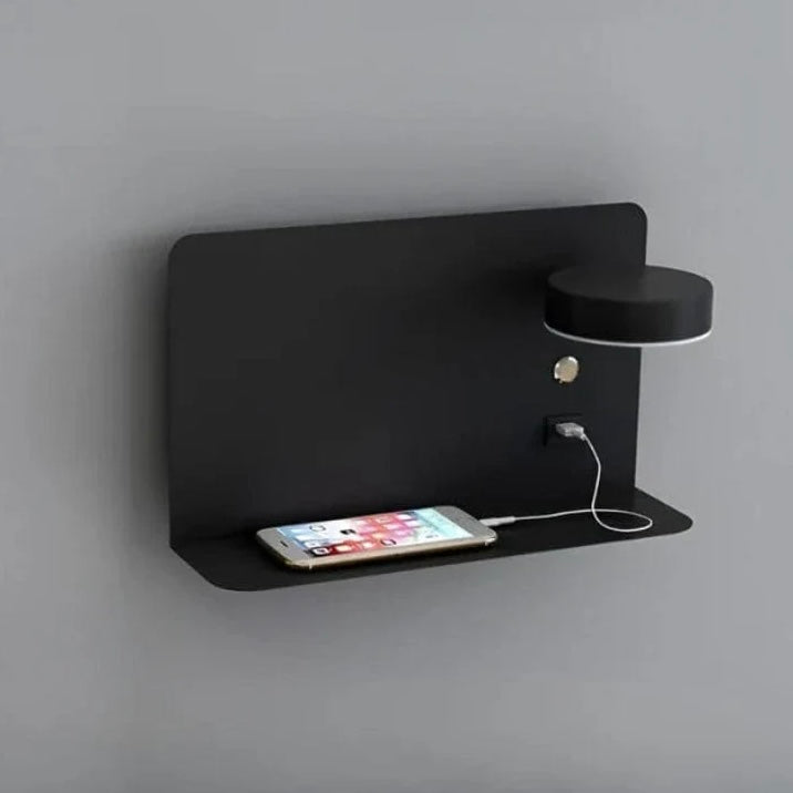 Bedside Lamp with Integrated Phone Holder and USB Charger, Dimmable LED Night Light