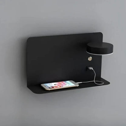 Bedside Lamp with Integrated Phone Holder and USB Charger, Dimmable LED Night Light