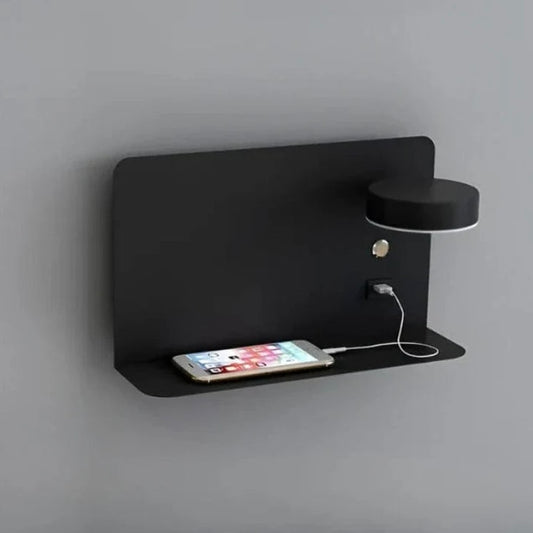 Bedside Lamp with Integrated Phone Holder and USB Charger, Dimmable LED Night Light