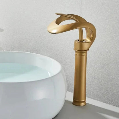 Modern Bathroom Sink Faucet Waterfall Brass Design
