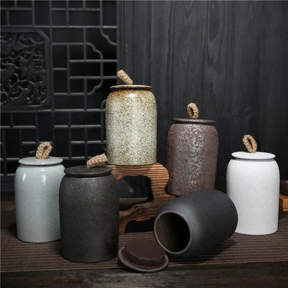 Japanese Ceramic Coffee Container, Portable Cylindrical 30 oz