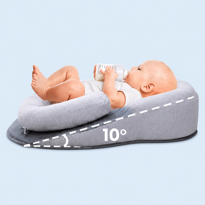 Inclined Baby Sleeper with Wrap Around Belt and Anti Roll Support, 10 Degree Angle