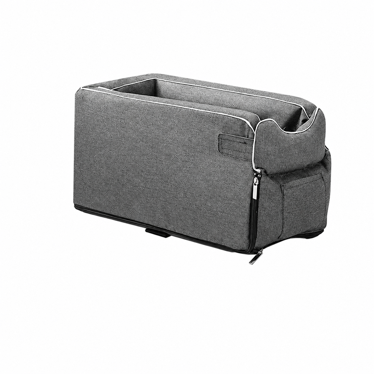 Pet Car Seat Travel Bag with Zipper Top and Collar Lanyard for Small Dogs and Cats in Beige Or Gray
