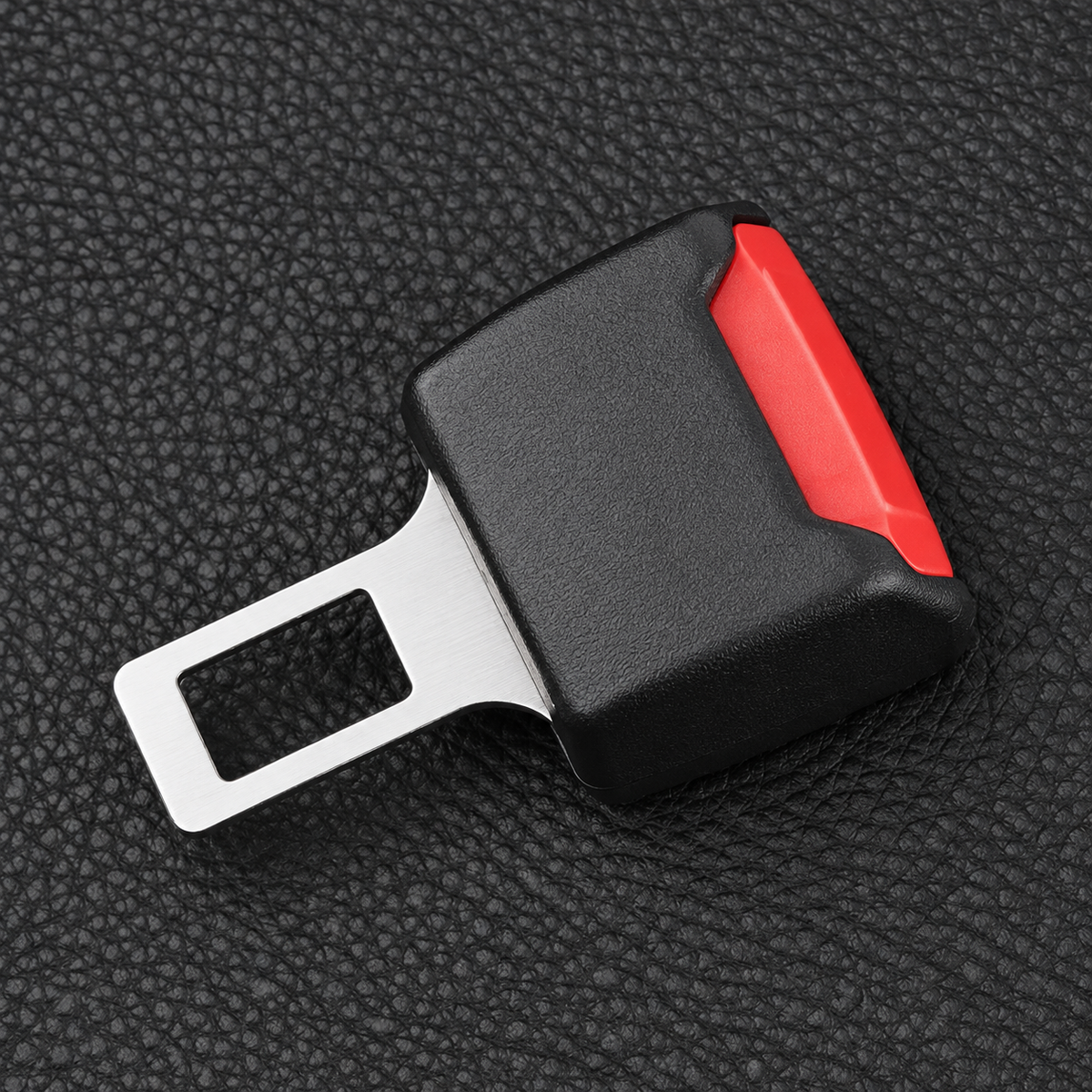 Set of Two Black Seat Belt Clips in Plastic and Metal, About 3 by 1.5 by 0.75 Inches Each