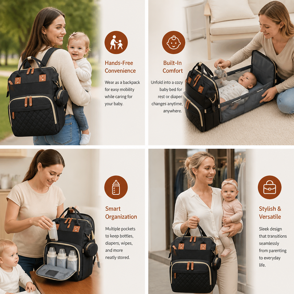 Diaper Backpack and Changing Station for Travel