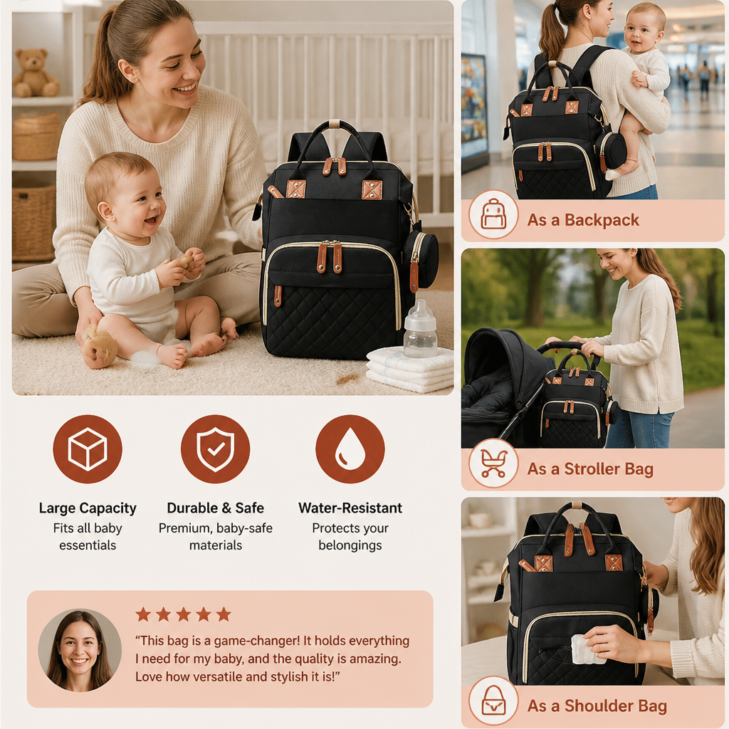 Diaper Backpack and Changing Station for Travel