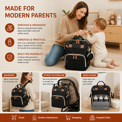 Diaper Backpack and Changing Station for Travel