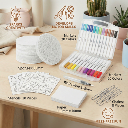 Bubble Effect Sponge Painting Art Set for Kids with Special Sponges and Bright Colors