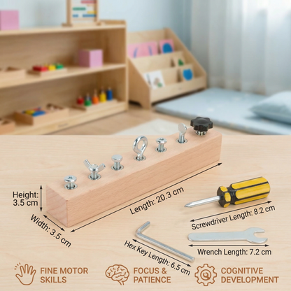 Wooden Screw Toy with Child Sized Screws