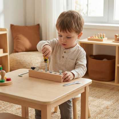 Wooden Screw Toy with Child Sized Screws