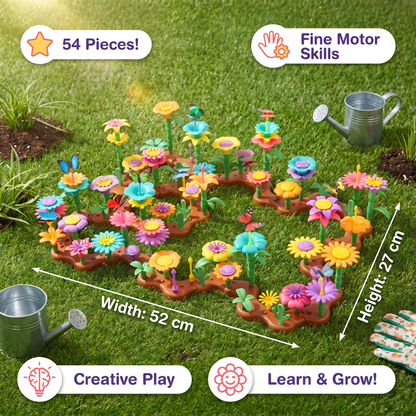 Flower Garden Pegging Toy Set for Kids with Colorful Peg Pieces