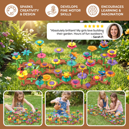 Flower Garden Pegging Toy Set for Kids with Colorful Peg Pieces
