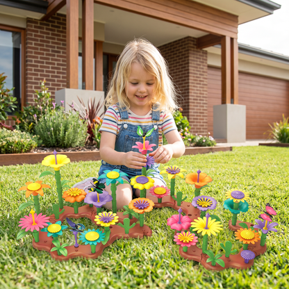 Flower Garden Pegging Toy Set for Kids with Colorful Peg Pieces