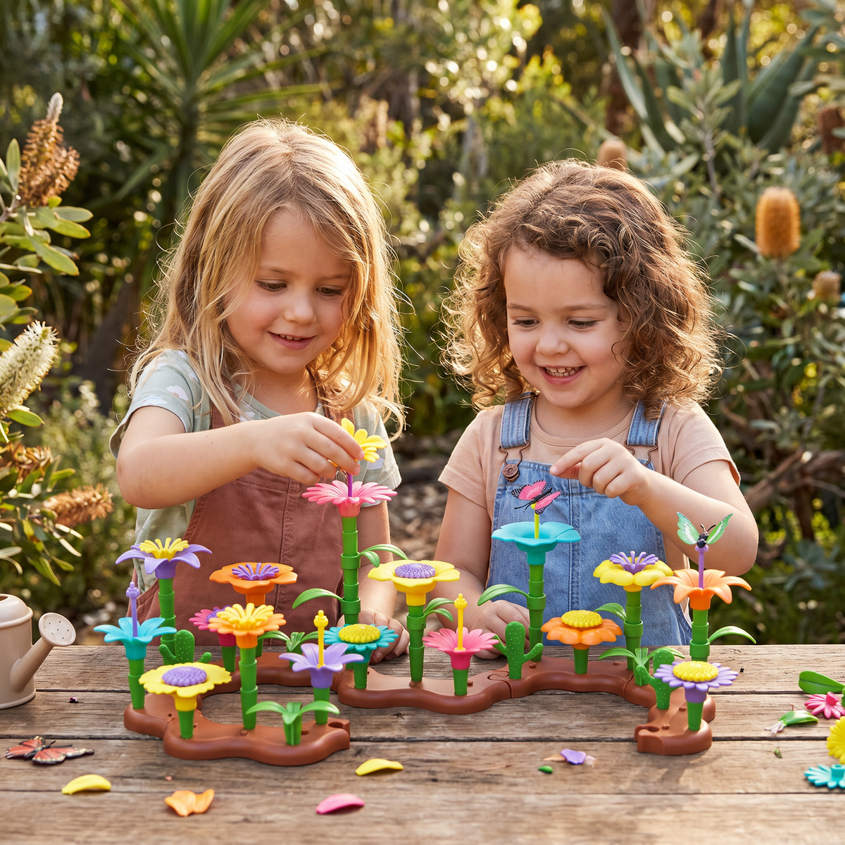 Flower Garden Pegging Toy Set for Kids with Colorful Peg Pieces