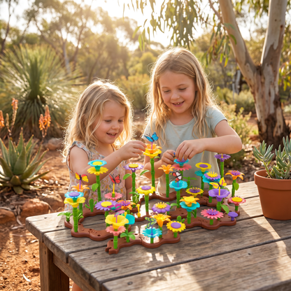 Flower Garden Pegging Toy Set for Kids with Colorful Peg Pieces