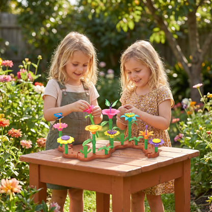 Flower Garden Pegging Toy Set for Kids with Colorful Peg Pieces