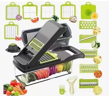 Multi Blade Vegetable Slicer with Hand Guard and Collection Tray, 18 Functions