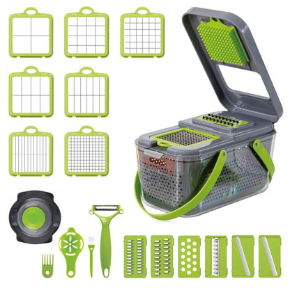 Multi Blade Vegetable Slicer with Hand Guard and Collection Tray, 18 Functions