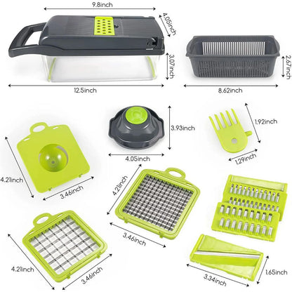 Multi Blade Vegetable Slicer with Hand Guard and Collection Tray, 18 Functions