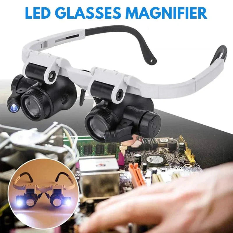 LED Magnifier Headset with 8x, 15x, 23x, Interchangeable Lenses and Dual Adjustable Lights