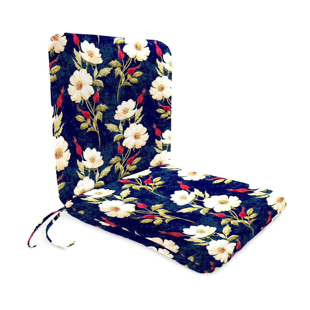 Outdoor Chair Seat Cushion with Knife Edge Design and Attached Ties, 19 Inch