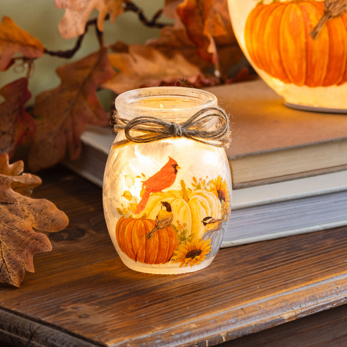 Harvest Glass Jar with Multicolor LED Lights and Battery Operation
