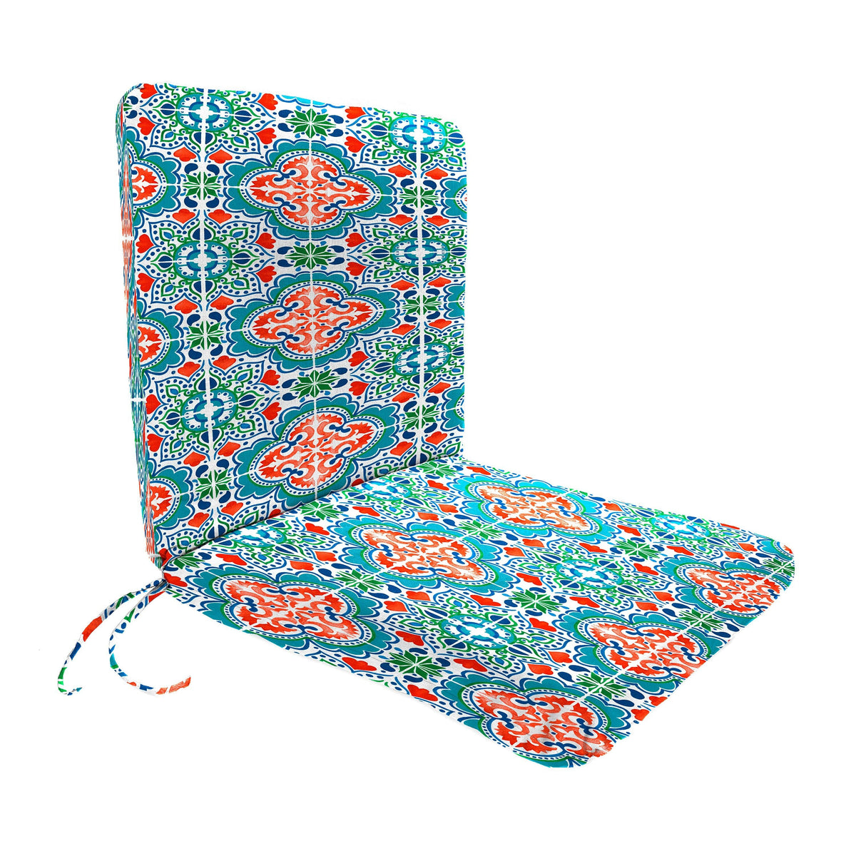 Outdoor Chair Seat Cushion with Knife Edge Design and Attached Ties, 19 Inch