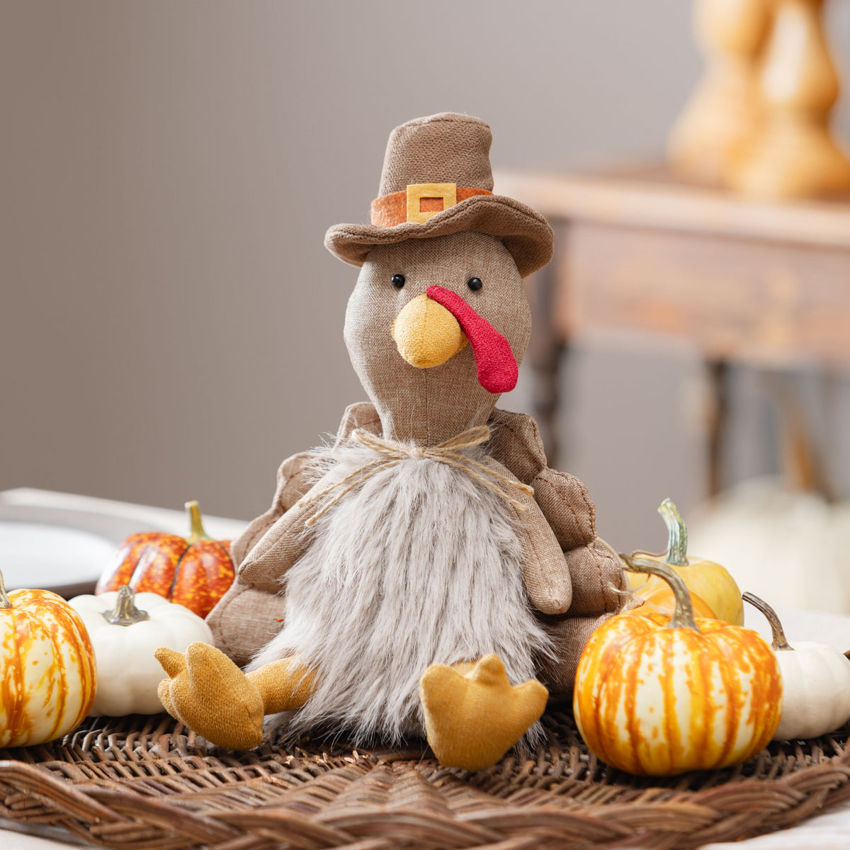 Harvest Turkey Table Accent with Autumn Tones for Fall Decorating