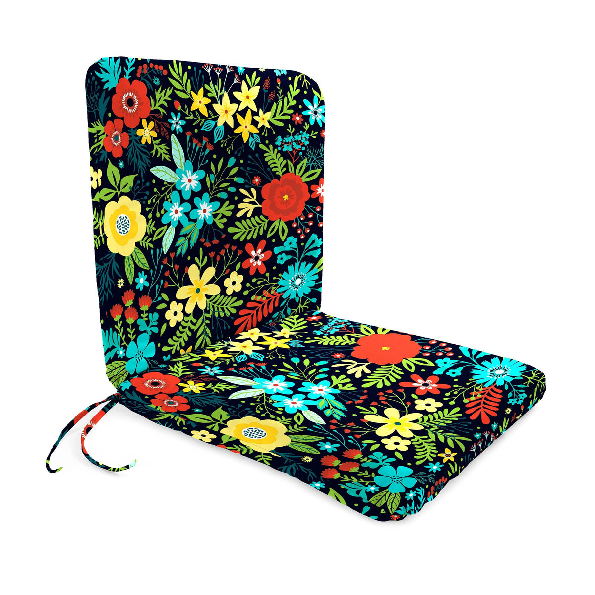 Outdoor Chair Seat Cushion with Knife Edge Design and Attached Ties, 19 Inch