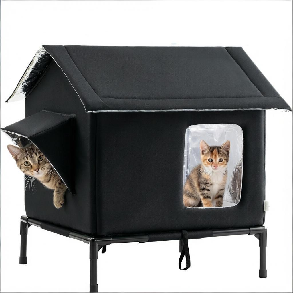 Elevated Pet Bed with Moisture Resistant Oxford Fabric and Steel Frame for Cats and Dogs