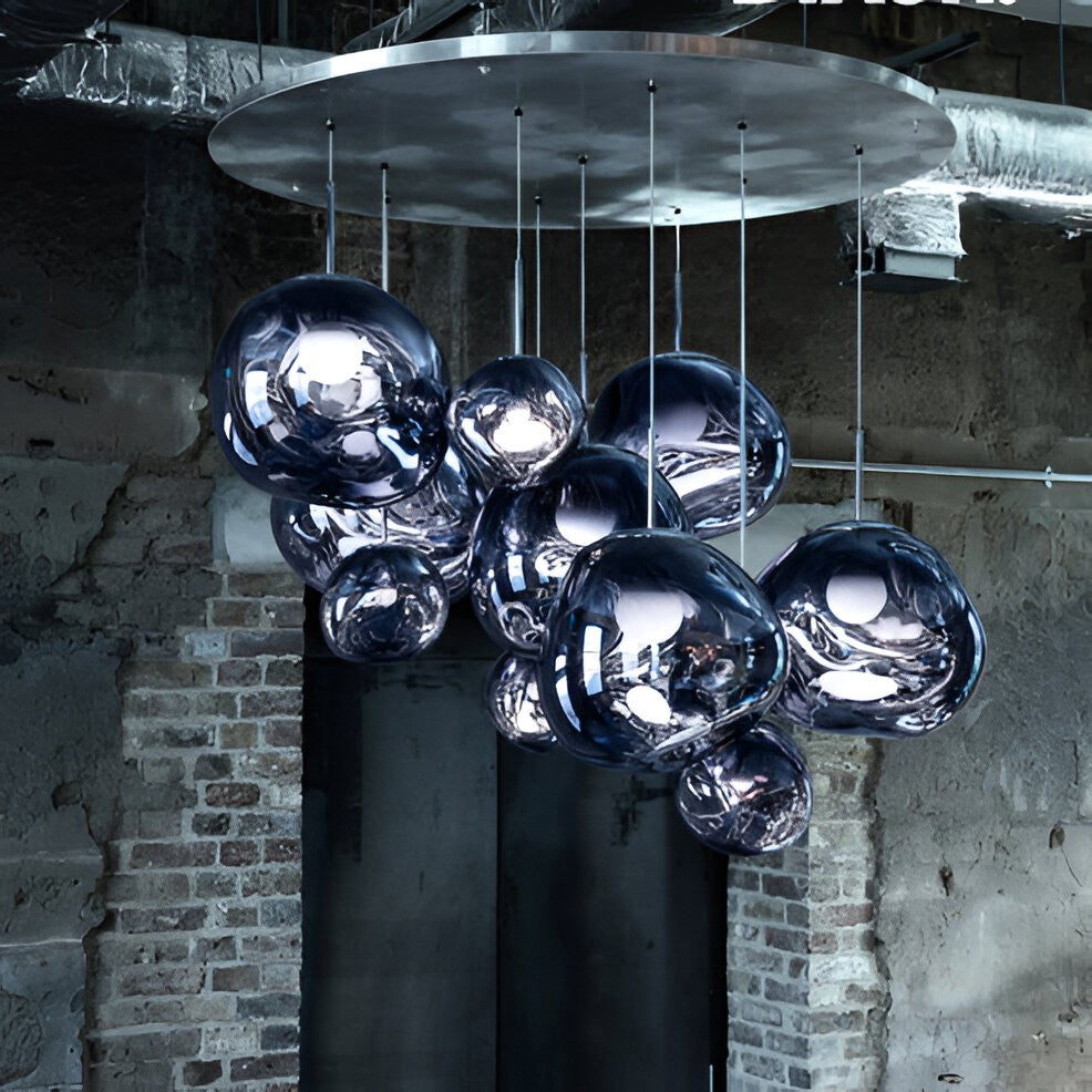 Multi-Head Pendant Light with Sculptural Melt Design